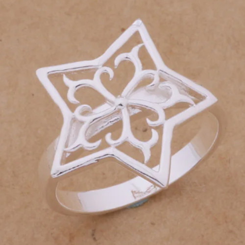 Silberring medieval star - star",