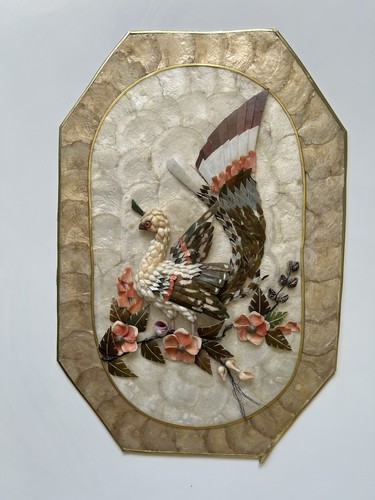 Altes perlmuttbild vogel - altes,
