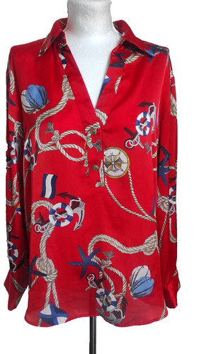 Zara maritim satin bluse hemd - zara,
