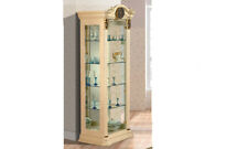 Vitrine Wohnzimmerschrank Beige Hochglanz Holz&Glas Stil Klassisch Italienisch
