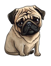 2x pug dogs car sticker 9x9 cm