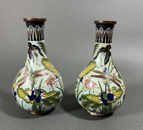 Paar antike cloisonné vasen - paar,