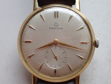 60er J. HAU Certina 23-20 Handaufzug vergoldet ø 36 mm funktioniert Lederband