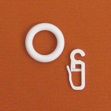Gardinenringe weiß 20 x 32mm Ringe mit Haken Gardinenhaken Faltenlegehaken