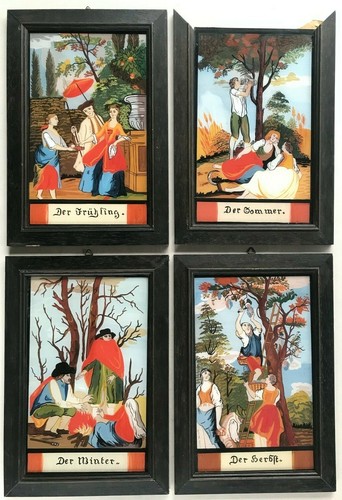 Hinterglasbild vier - 4x,