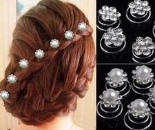 Set 12 Curlies Haarspiralen Braut Hochzeit Kommunion Haarnadeln Haarschmuck NEU