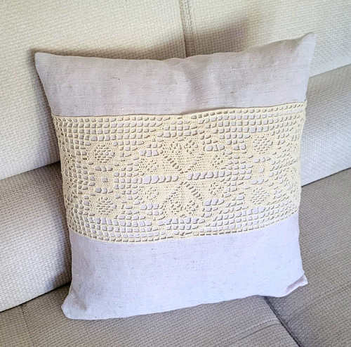 Kissenbezug weiß beige mit - weiß/beige,
