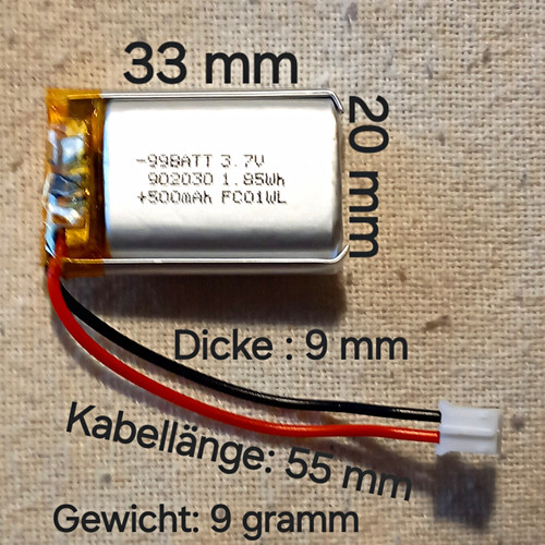 Lipo akku 902030 - 3,7, v