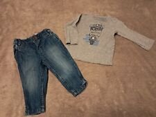 Süßes Set Baby Jeanshose H&M und graues Shirt dopo dopo, Gr. 68