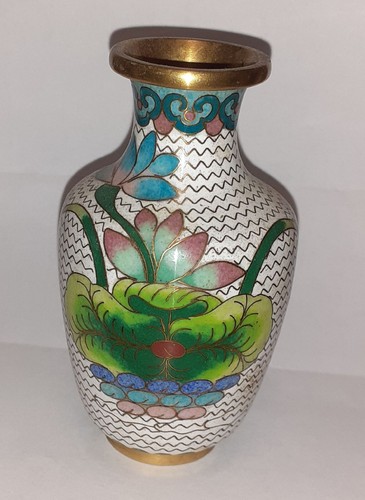 Tolle cloisonne vase weiß - vase,