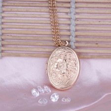 Rose Gold PL Anhänger zum öffnen Medaillon Amulett 2Fotos Medallion aufklappbar