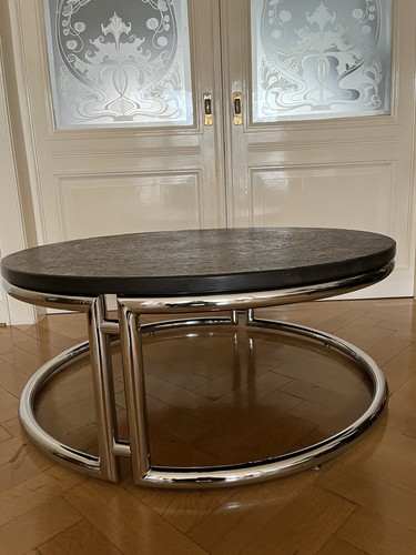 Schiefer chrom couchtisch 60er - chrom,