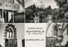 14-312 Ansichtskarte Schönfels Burgmuseum Burgkapelle Lichtentanne Zwickau DDR