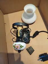 1 kleine Wandlampe Leuchte Lampe mit Glaskuppel Holz Porzellan