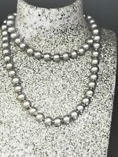 Perlenkette Muschelkern silbergrau  ca 115 (!)  cm lang 90er zeitloser Klassiker