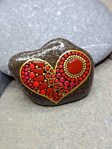 Bemalter stein herz mandala - bemalter, herz,