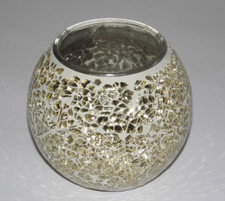 Teelichthalter MOSAIC goldfarben creme Windlicht Ø 9,5 cm Teelicht Weihnachten