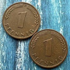 2 X 1 Deutsche Pfennigs BRD,1968 F,J. Magnetisch, Bundesrepublik Deutschland.