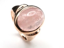 GJ69 * MORGANIT OVAL CABOCHON 13x10mm  EDELSTEIN RING (17) 925er SILBER/ROSE
