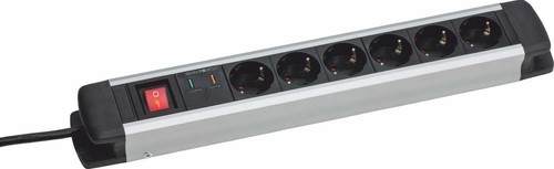 Steckdosenleiste 6fach alu - ,