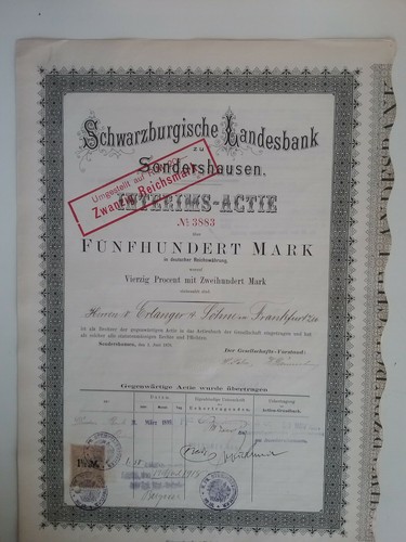 1878 steuerstempel 1 - -1, aktie