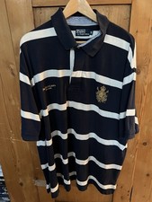Polo by Ralph Lauren Polohemd blau weiss gestreift 3 XLB verdeckte Knopfleiste..