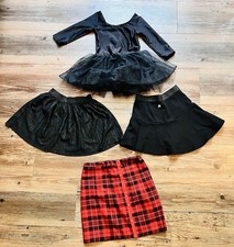 Mädchen Set 1 Ballettkleid 3 Röcke schwarz & rot kariert Größe 110/116