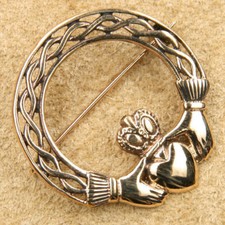 Keltische Claddagh Brosche Bronze Schmuck - NEU