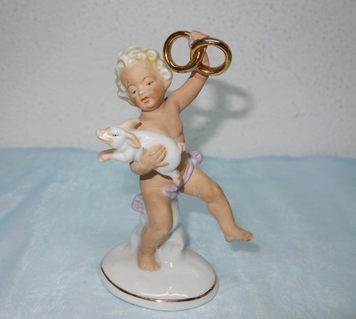 Porzellan figur putto mit - porzellan,