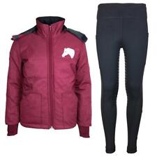 Kinder Reitset Winter Reitjacke Mia maroon mit Reitleggings schwarz MS-Trachten