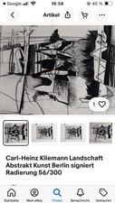 Schöner Siebdruck von KH Kliemann ‚Landschaft‘  von 1961 mit Rahmen 