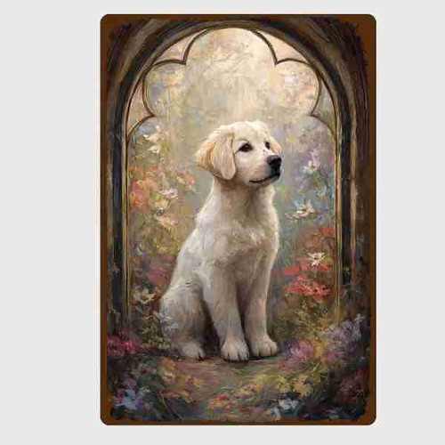 Blechschild hund golden - blechschild,
