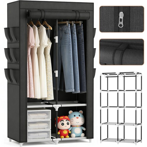 Stoff kleiderschrank faltbar - stoff,