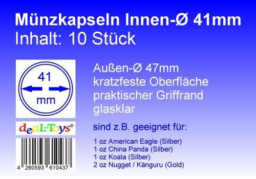 Münzkapseln 41mm geeignet - münzkapseln,