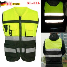 Warnweste mit Reißverschluss-reflektierender Jacke-Sicherheitsweste mit Tasche 