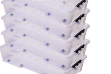 5x Unterbettbox Rollbox Aufbewahrungsbox mit Deckel 35L Spielzeugkiste Rollen