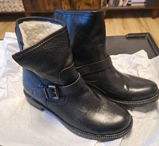 Gr. 39 Leder italienische Stiefeletten  Schlupf Stiefel gefüttert schwarz