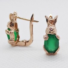 Ovalschliff Aventurin Ohrringe HASE 925 Silber 585 Roségold vergoldet