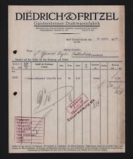 BAD GANDERSHEIM, Rechnung 1937, Diedrich & Fritzel Drahtwaren-Fabrik