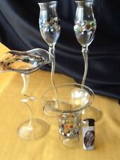 4 Objekte Scheler Glaskunst? Milliflori Stiel Hohlgeblasen Schale Vase Leuchter