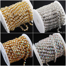 Strassband Kristall Strass Kette Gold Silber 2mm elegante Borte Spitze
