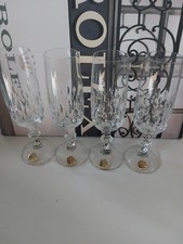 4 Bleikristall-Gläser Sektgläser Schott Zwiesel   H: 20 cm Dm: 4,5 mit Aufkleber