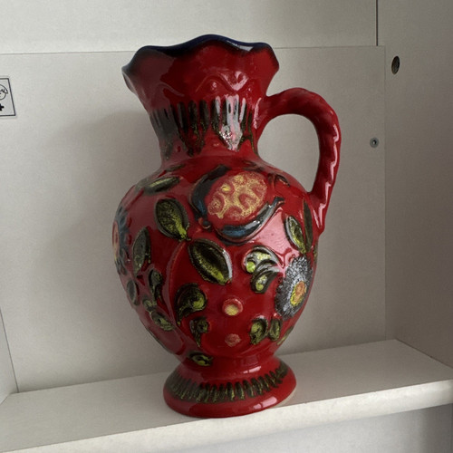 Keramik krug rot glasiert - krug,