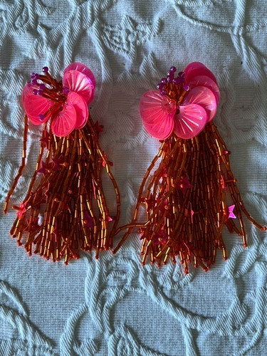 Große blumen ohrringe pink - große,