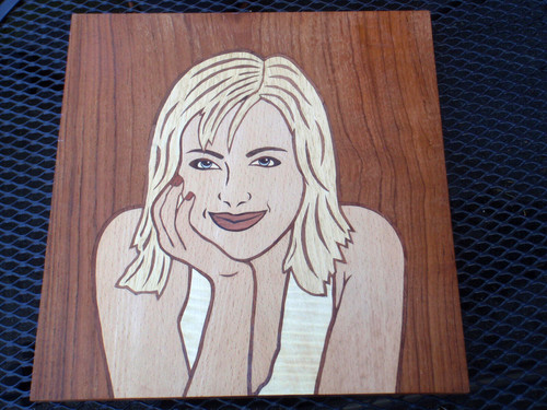 Holz intarsien bild porträt - -,