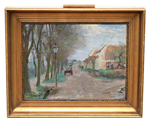 Ländliche dorfstraße mit - dorfstraße,