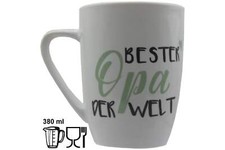 Jumbo Tasse XXL 380 ml mit Schriftzug "Bester Opa der Welt" auf 2 Seiten
