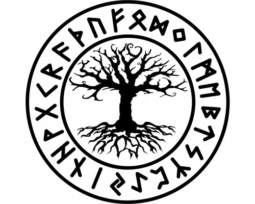 Aufkleber yggdrasil mit runen - yggdrasil,
