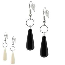 schlichte Ohrhänger in Tropfenform elfenbein/weiß schwarz elegante Damenohrringe