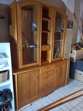 Vitrine 3746 Vitrinenschrank mit Aufsatz und Innenbeleuchtung massiv Edelbuche